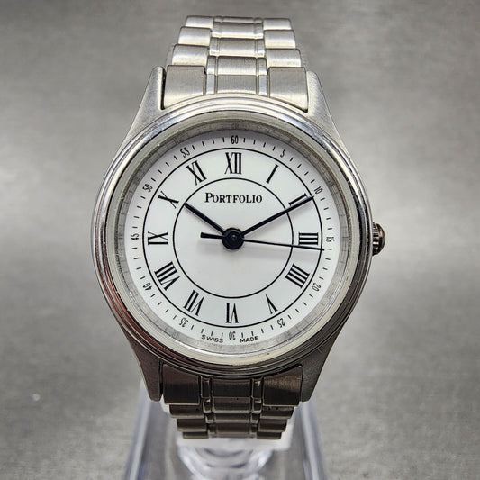 Tiffany Portfolio Watch Women 24mm White Dial Stainless Steel Round New Battery0