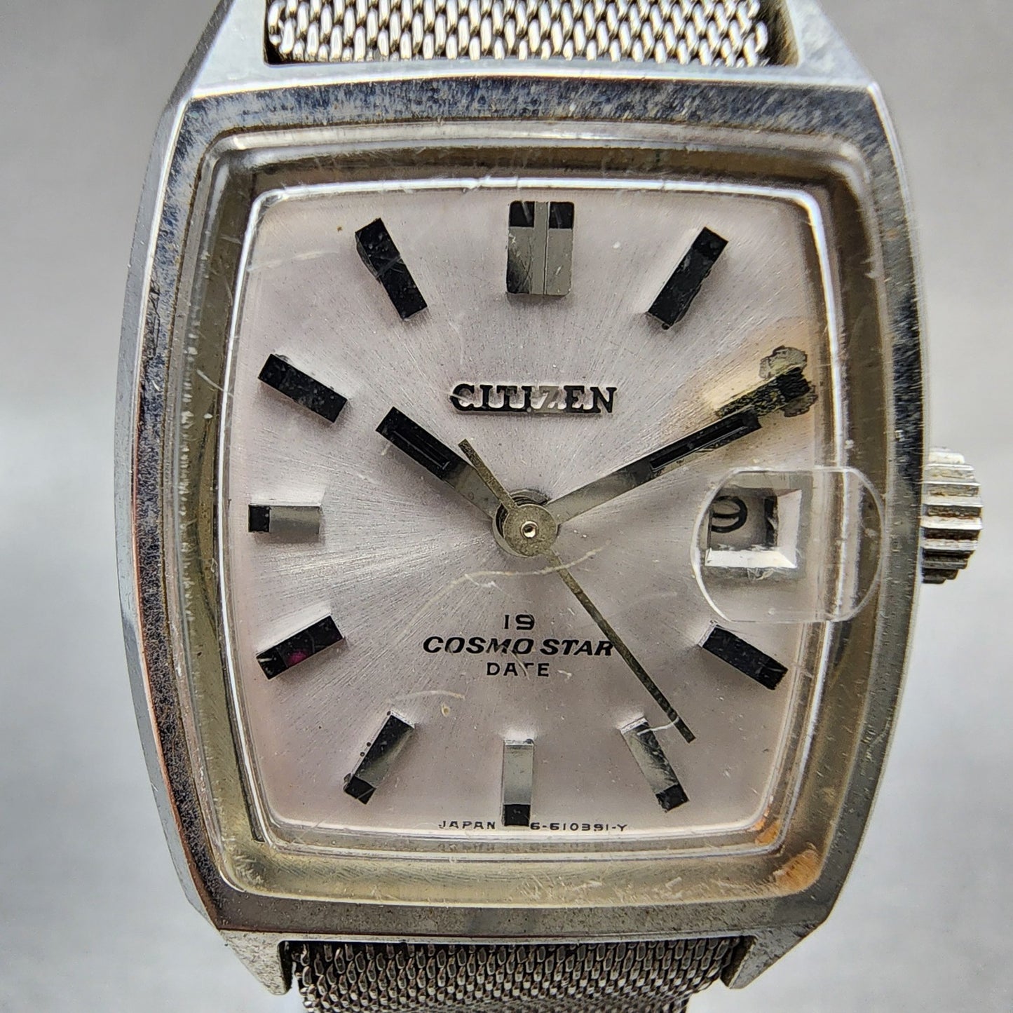Citizen Cosmostar Watch Women 24mm Silver Dial Silver Tone Date Rectangle Runs1