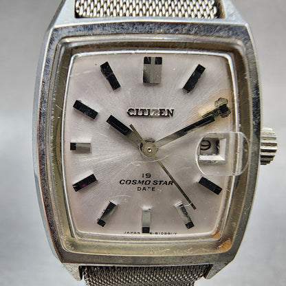 Citizen Cosmostar Watch Women 24mm Silver Dial Silver Tone Date Rectangle Runs1