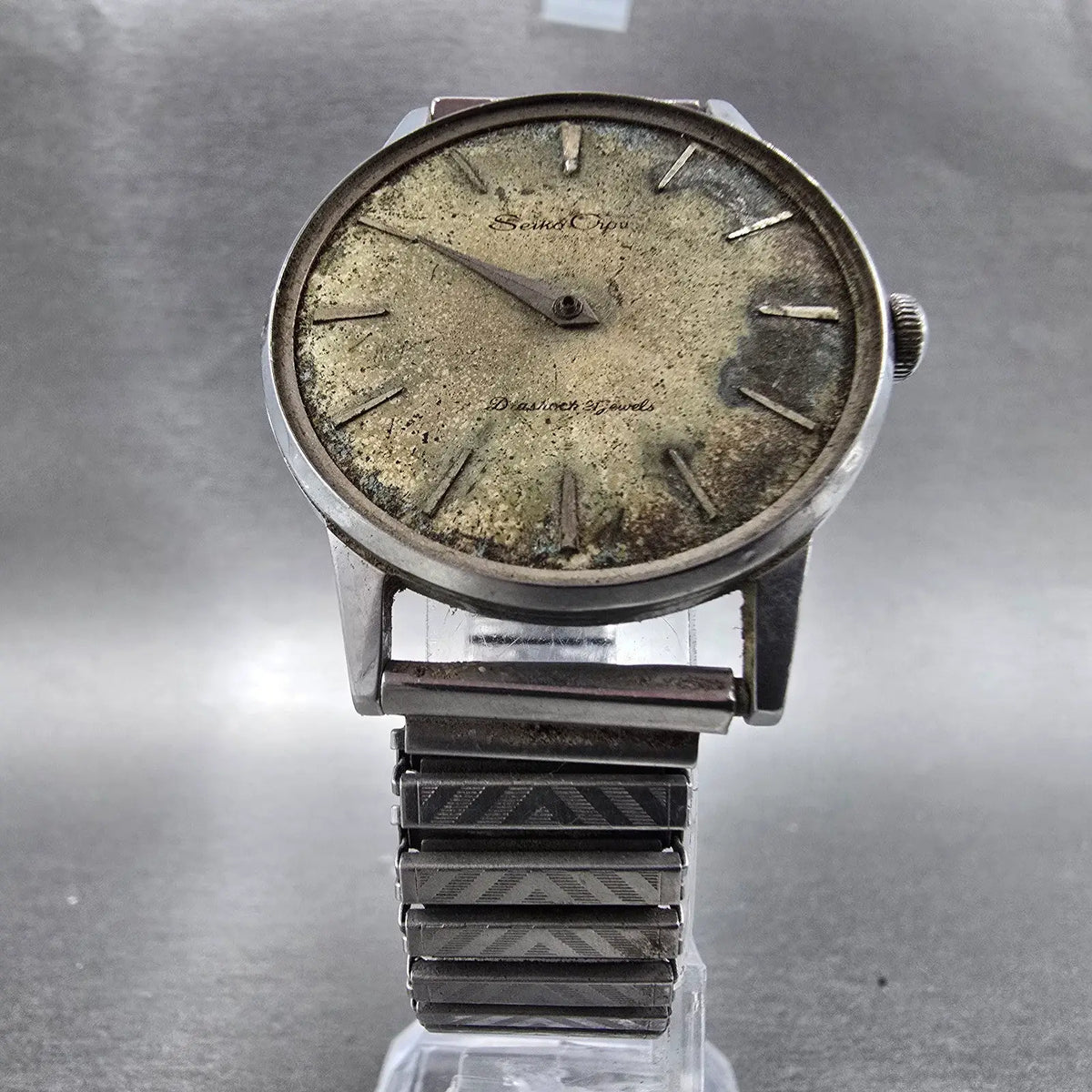 Seiko Crown Watch Men 34mm Gray Silver Stainless Case J14096ED JDM VTG PARTS6