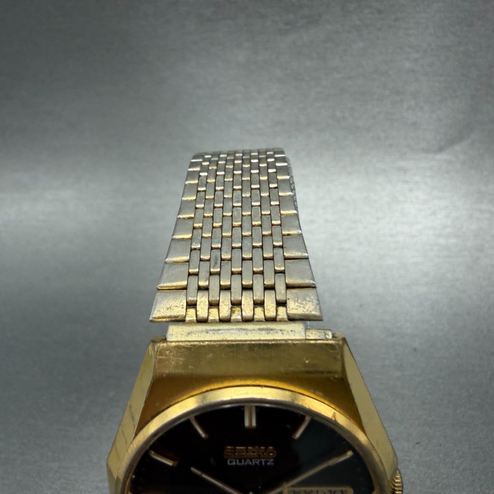 Seiko SQ Watch Men 35mm Brown Dial Gold Tone Daydate 7123-8140 New Battery4
