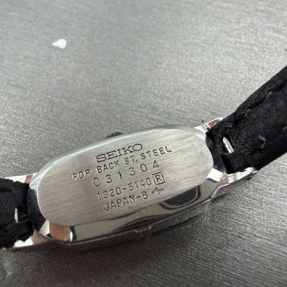 Seiko Watch Women 13mm Silver Dial Silver Tone Oval 1320-5140 New Battery VTG9