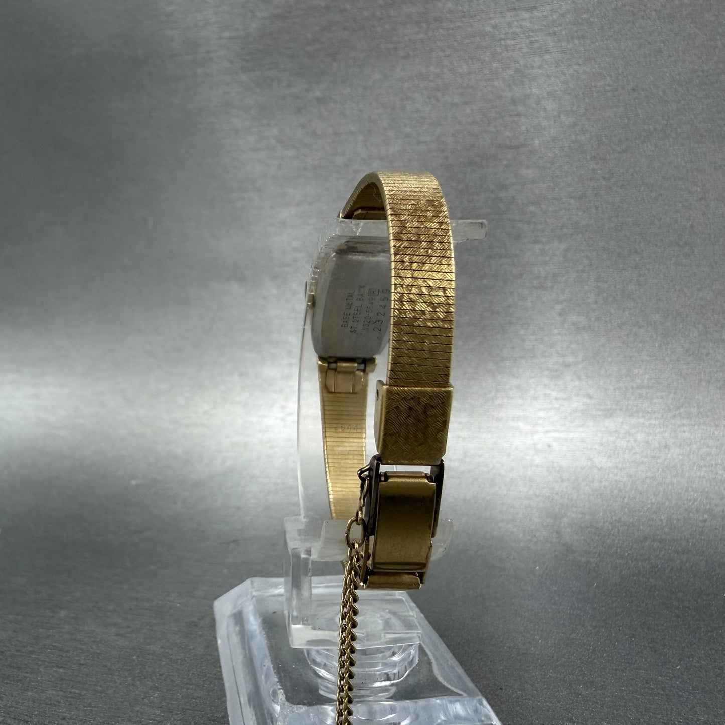 Seiko Tank Watch Women 13mm Champagne Dial Gold Tone 13205549 New Battery ABC7