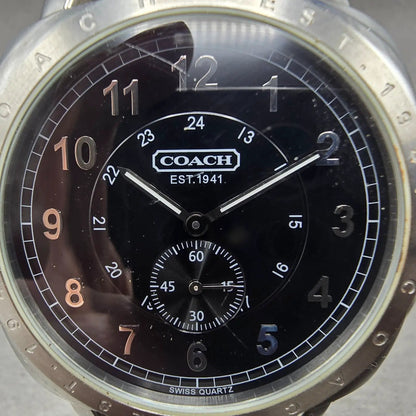 Coach Watch Men 42mm Black Dial Stainless Steel Small Seconds New Battery1