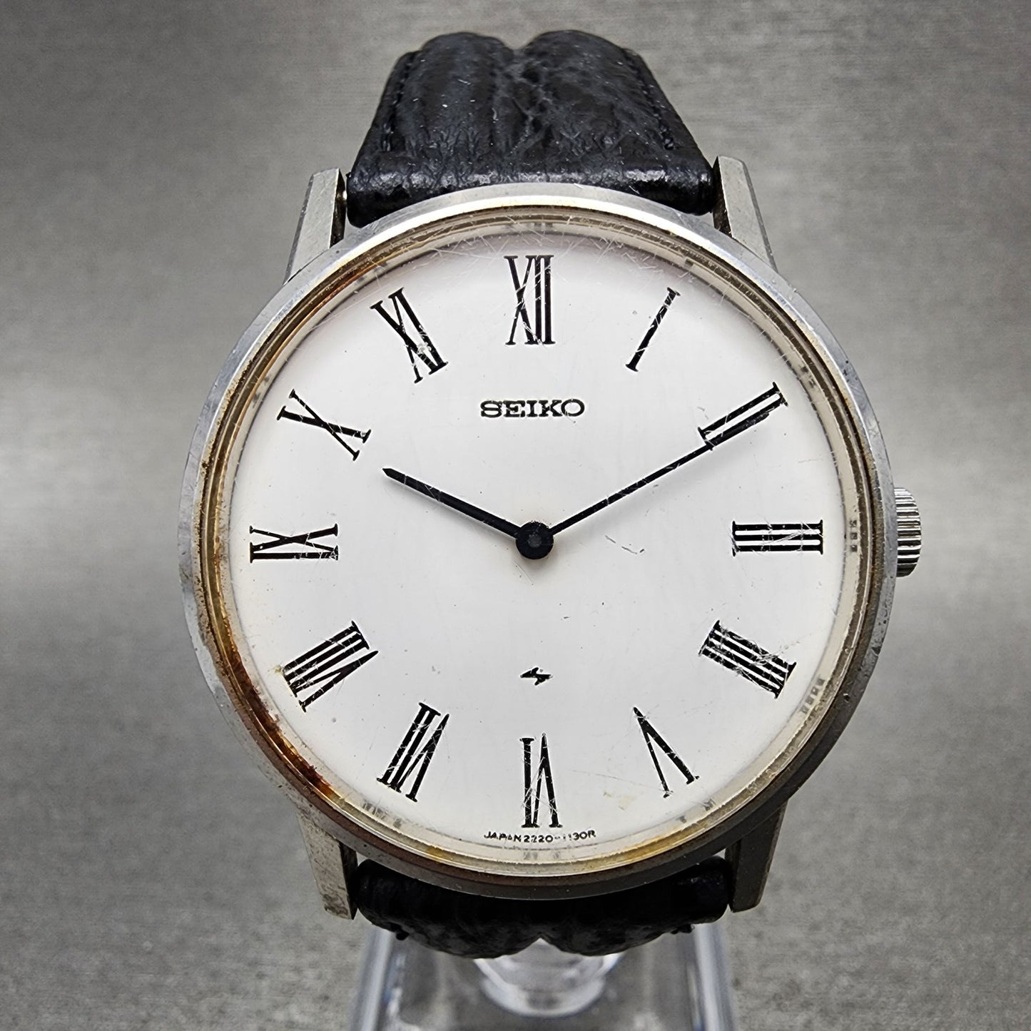 Seiko Watch Men 34mm White Dial Silver Tone Round 22200430 Manual Runs0