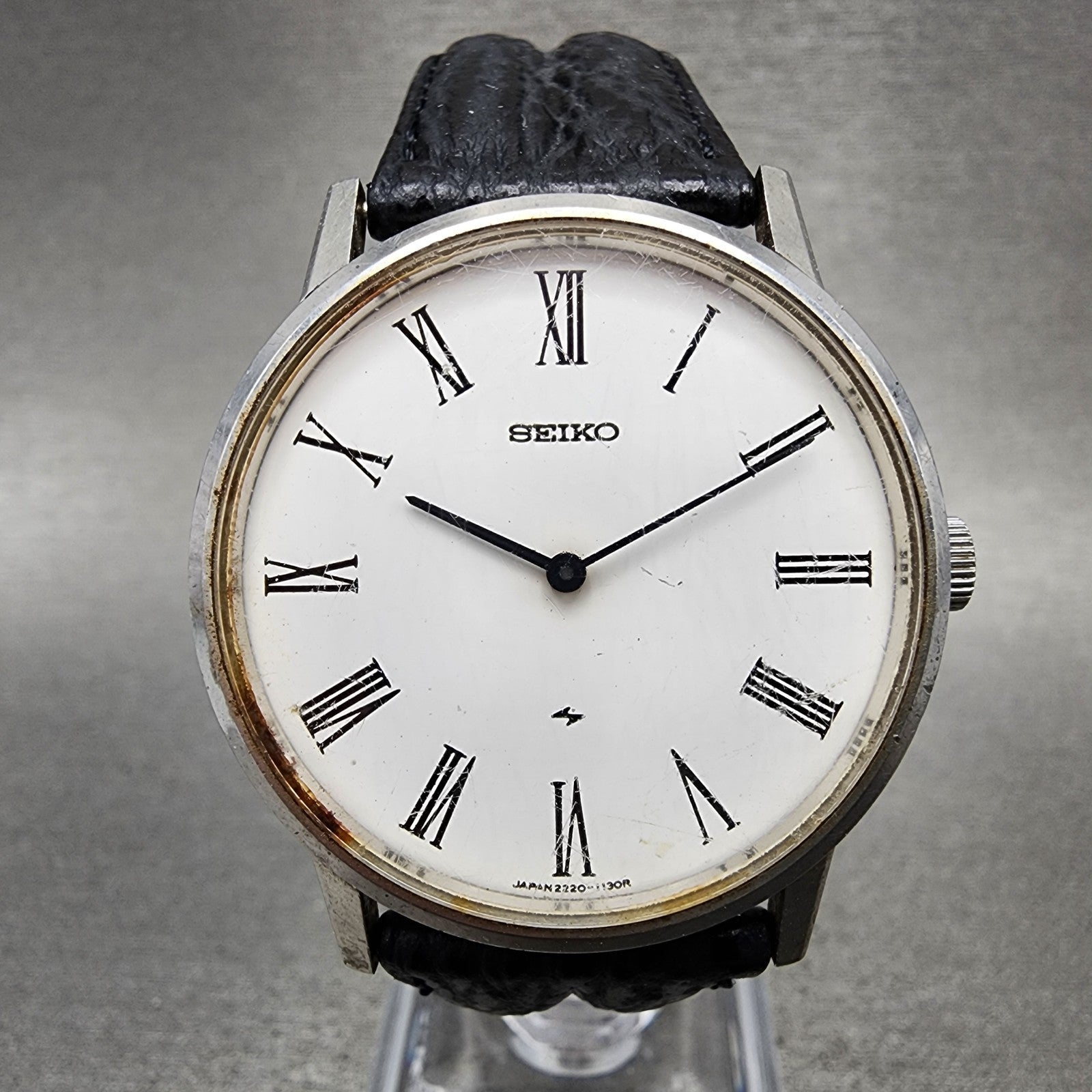 Seiko Watch Men 34mm White Dial Silver Tone Round 22200430 Manual Runs0