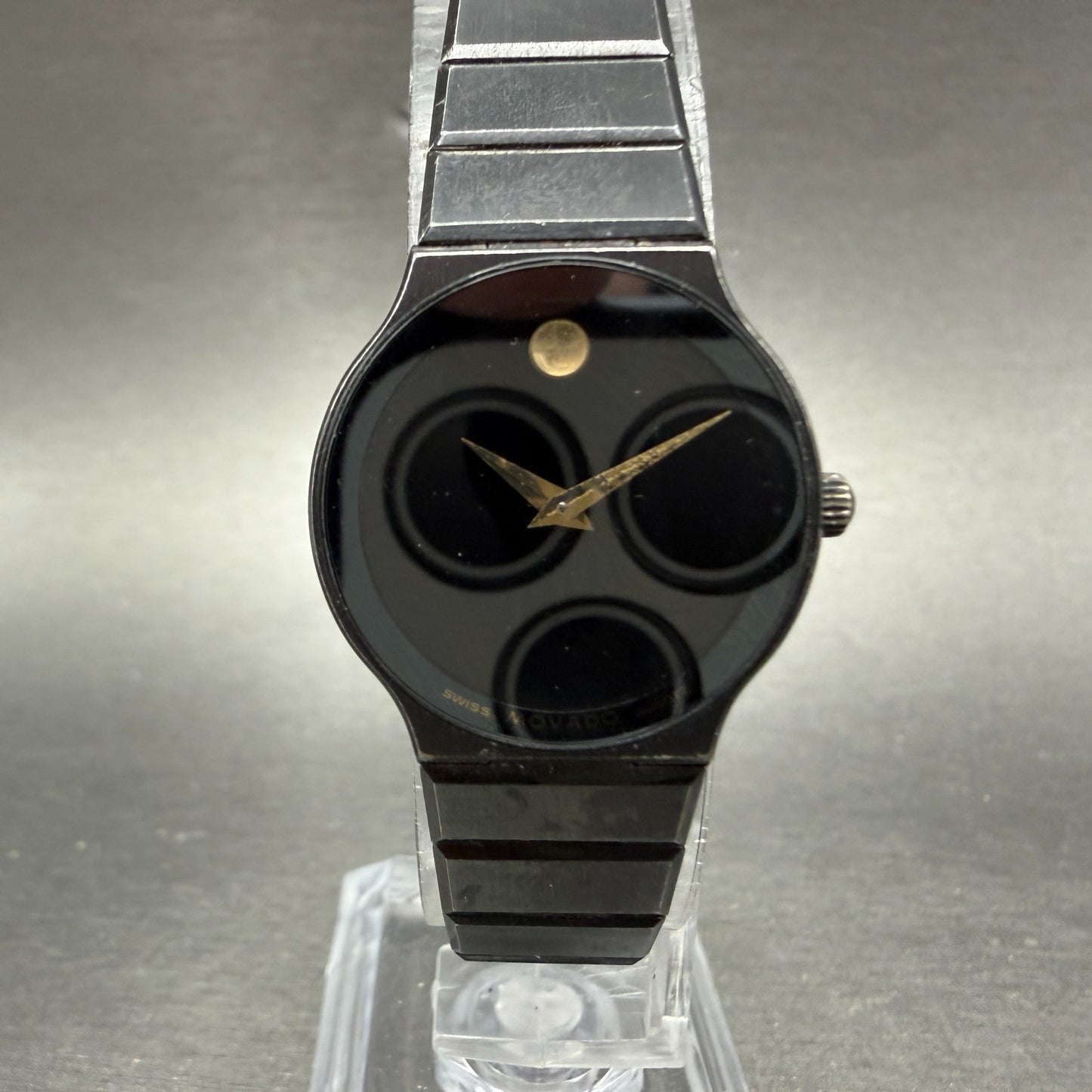 Movado Museum Watch Women 23mm Black Dial Black Tone Round 84-40-881-A PARTS0