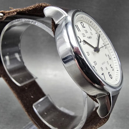 Timex Weekender Watch Men 38mm White Dial Silver Round New Battery T2N8933