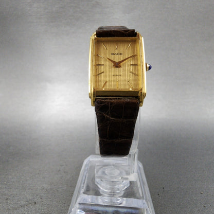 Rado Tank Watch Women 18mm Gold Dial Gold Tone Rectangle 133.9555.2 New Battery5