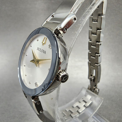 Bulova Marc Anthony Watch Women 26mm White Dial Silver Tone Diamond Accents B123