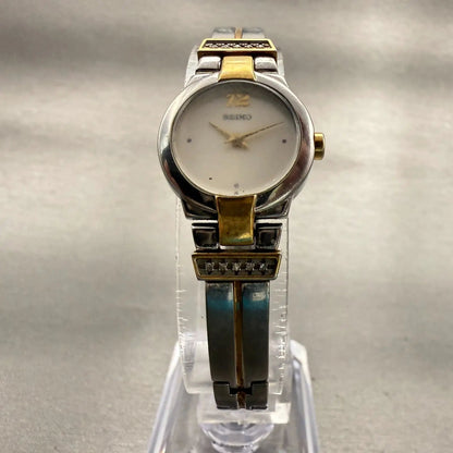 Seiko Watch Women 20mm White Dial Two Tone Round 1N00-0GM0 New Battery Vintage5