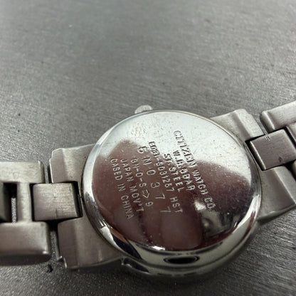 Citizen Eco-Drive Watch Women 25mm Purple Dial Silver Tone Round 2320-0100 Runs9
