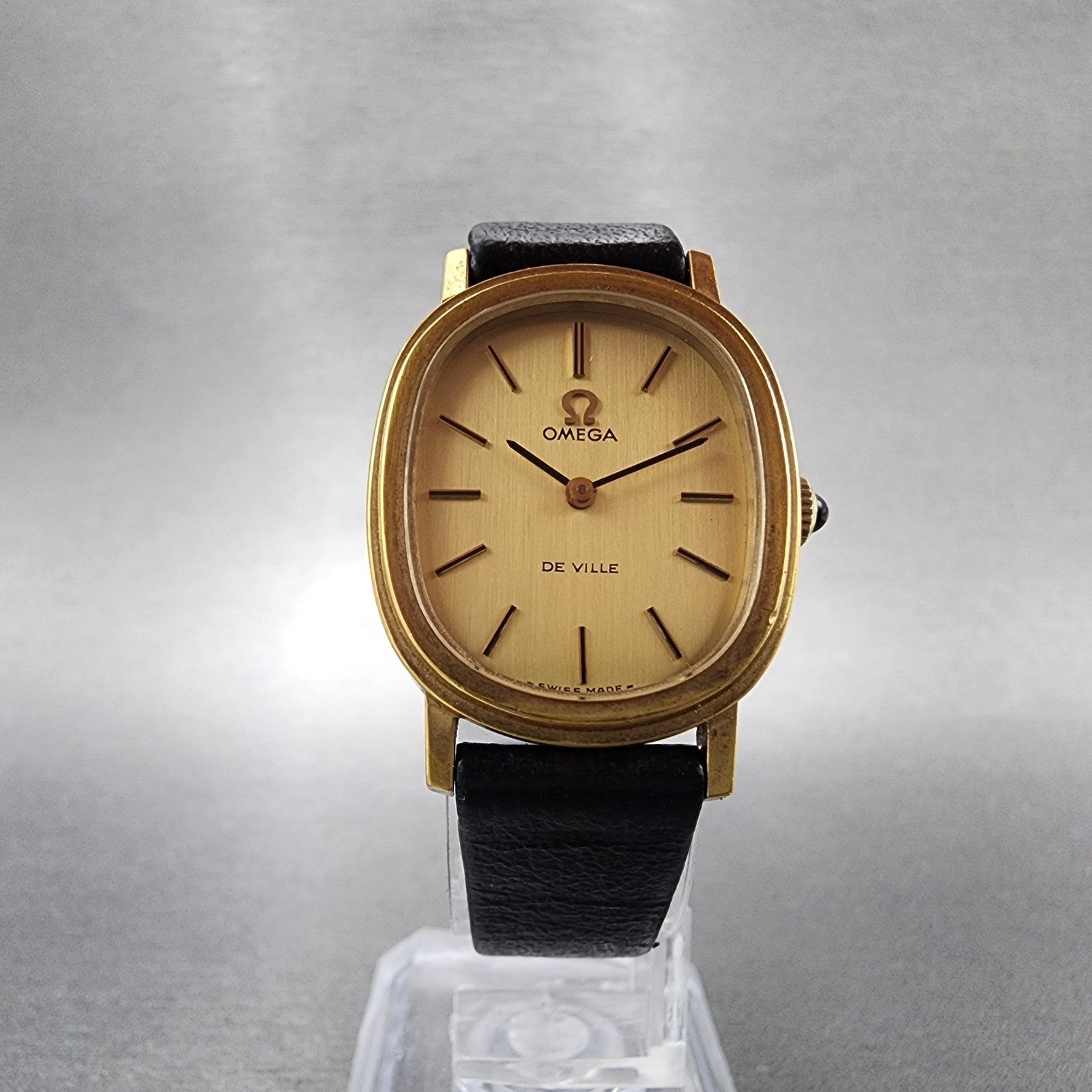 Omega De Ville Watch Women 23mm Gold Dial Gold Tone Manual Wind Runs VTG5