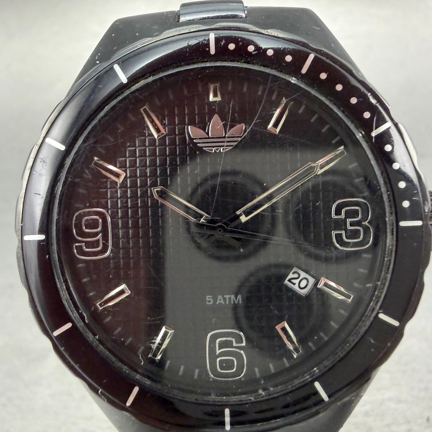 Adidas Cambridge Watch Men 44mm Black Dial Black Tone Date Round New Battery1