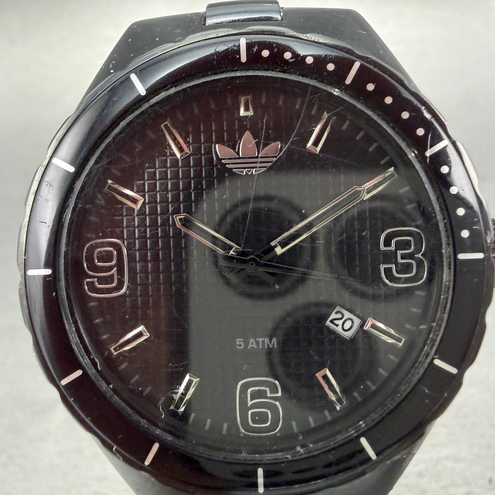 Adidas Cambridge Watch Men 44mm Black Dial Black Tone Date Round New Battery1
