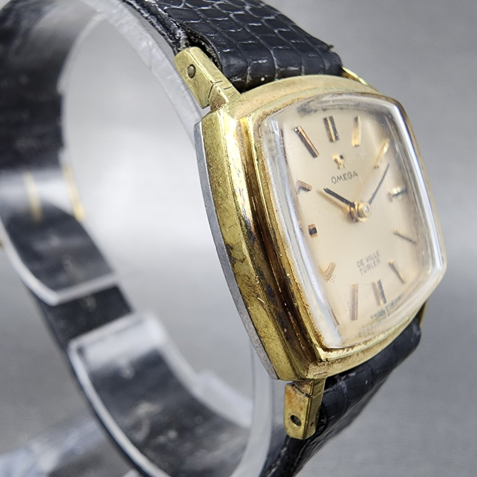 Omega De Ville Turler Watch Women 23mm Gold Dial Gold Plated Cal 620 Runs3