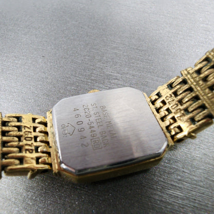 Seiko Tank Watch Women 16mm Champagne Dial Gold Tone 2c205449 New Battery9