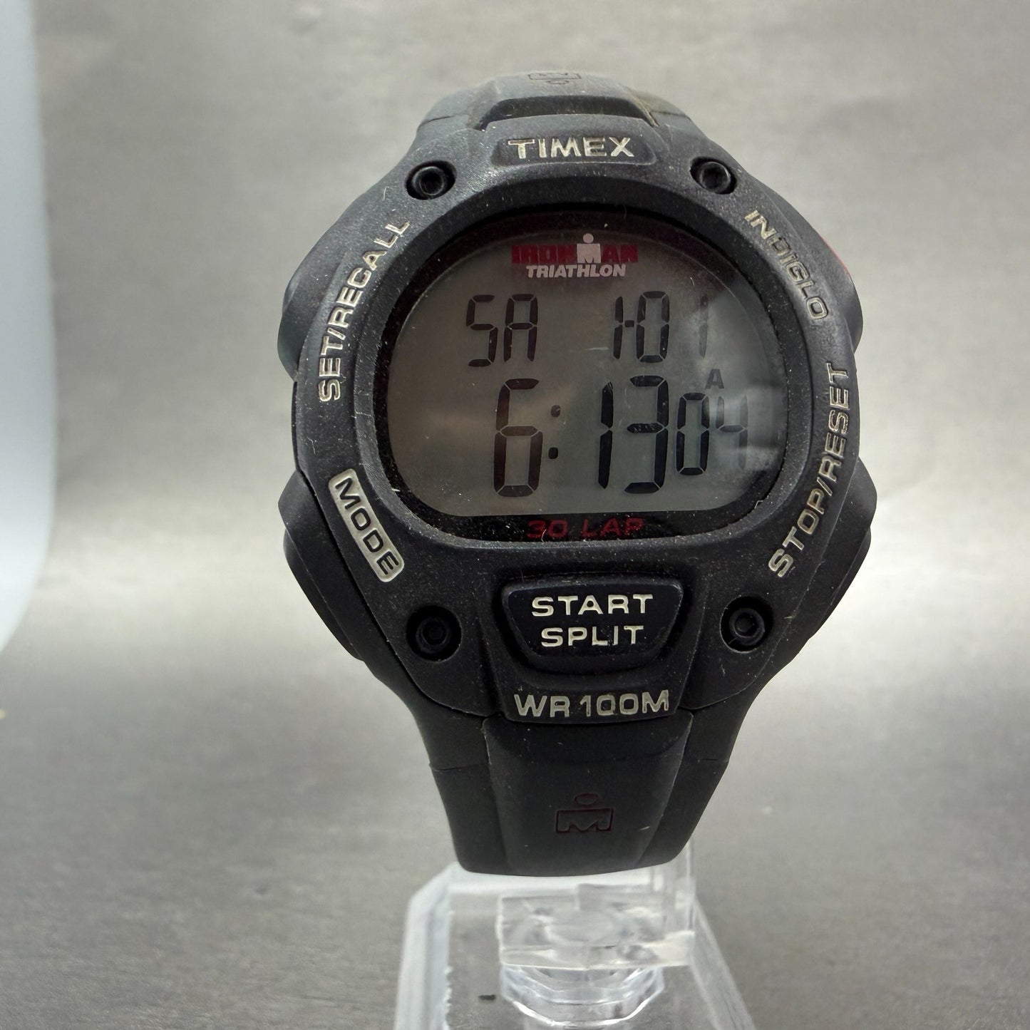 Timex Ironman Triathlon Watch Men 38mm Digital Black Alarm Chrono Round New batt5