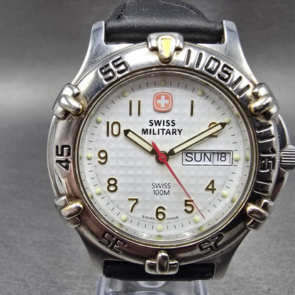 Wenger Swiss Military Watch Men 40mm White Dial Two Tone Daydate New Battery0