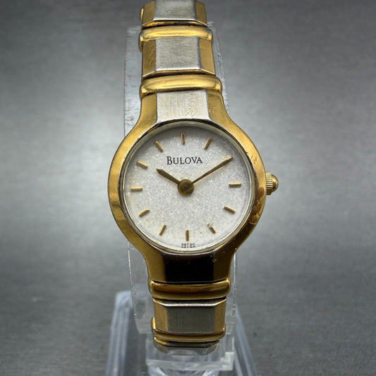 Bulova Watch Women 20mm Silver Dial Two Tone Round 98T30 New Battery Vintage0