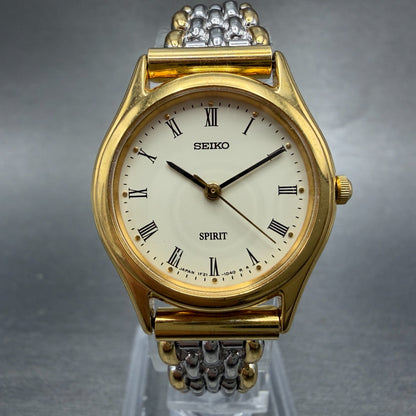 Seiko Spirit Watch Women 25mm Cream dial Two Tone Round 1F21-0J70 New Battery0
