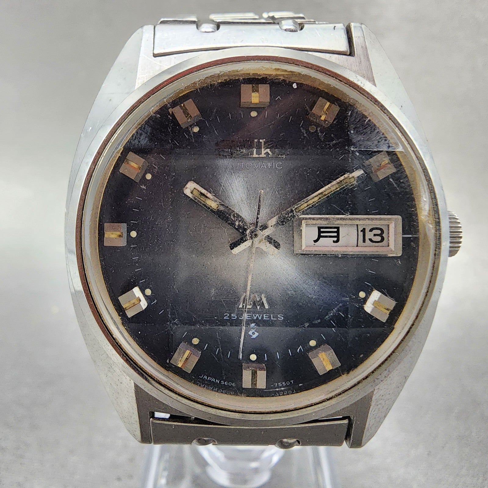 Seiko Lord Matic Watch Men 36mm Blue Dial Silver Tone Daydate 56067231 PARTS2