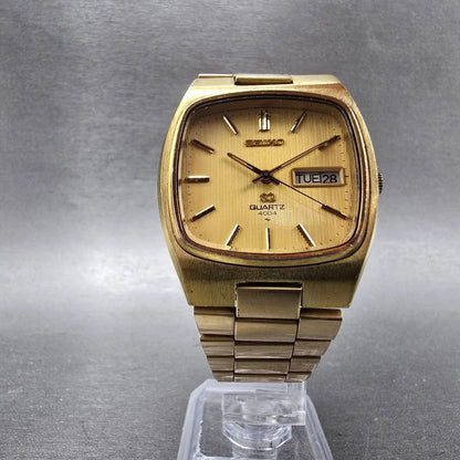 Seiko SQ Watch Men 36mm Champagne Dial Gold Tone Dydate 4633-5019 New Battery5