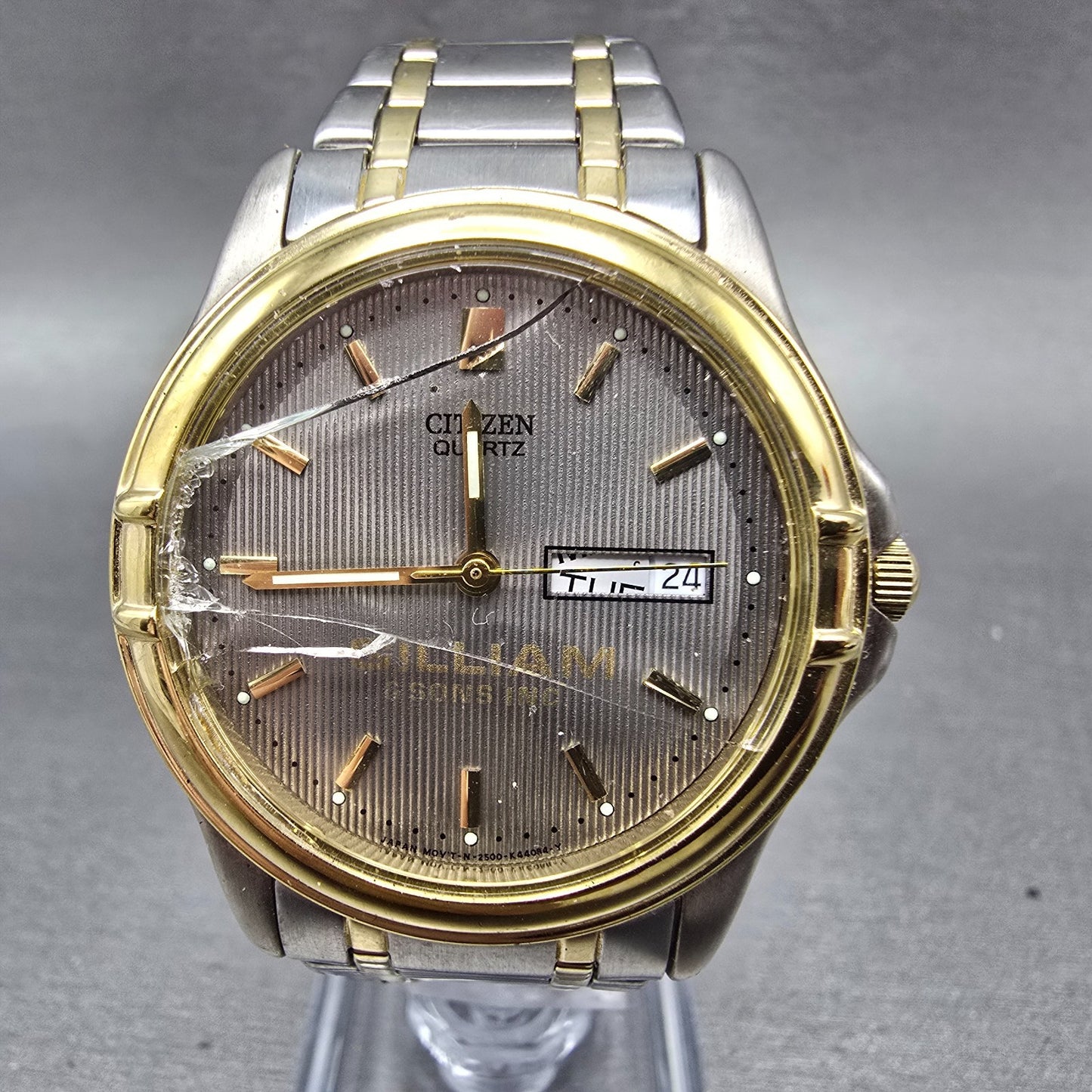 Citizen Watch Men 36mm Gray Dial Two Tone Daydate Round 2500-K13998 PARTS VTG0