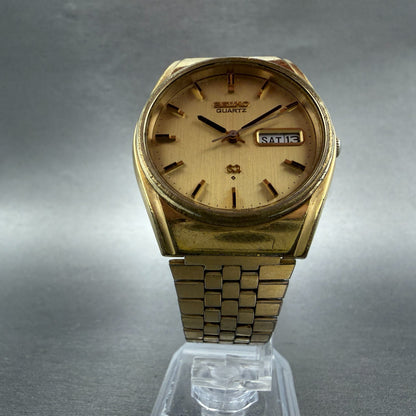 Seiko SQ Watch Men 36mm Champagne Dial Gold Tone Daydate 7546-8329 PARTS VTG6