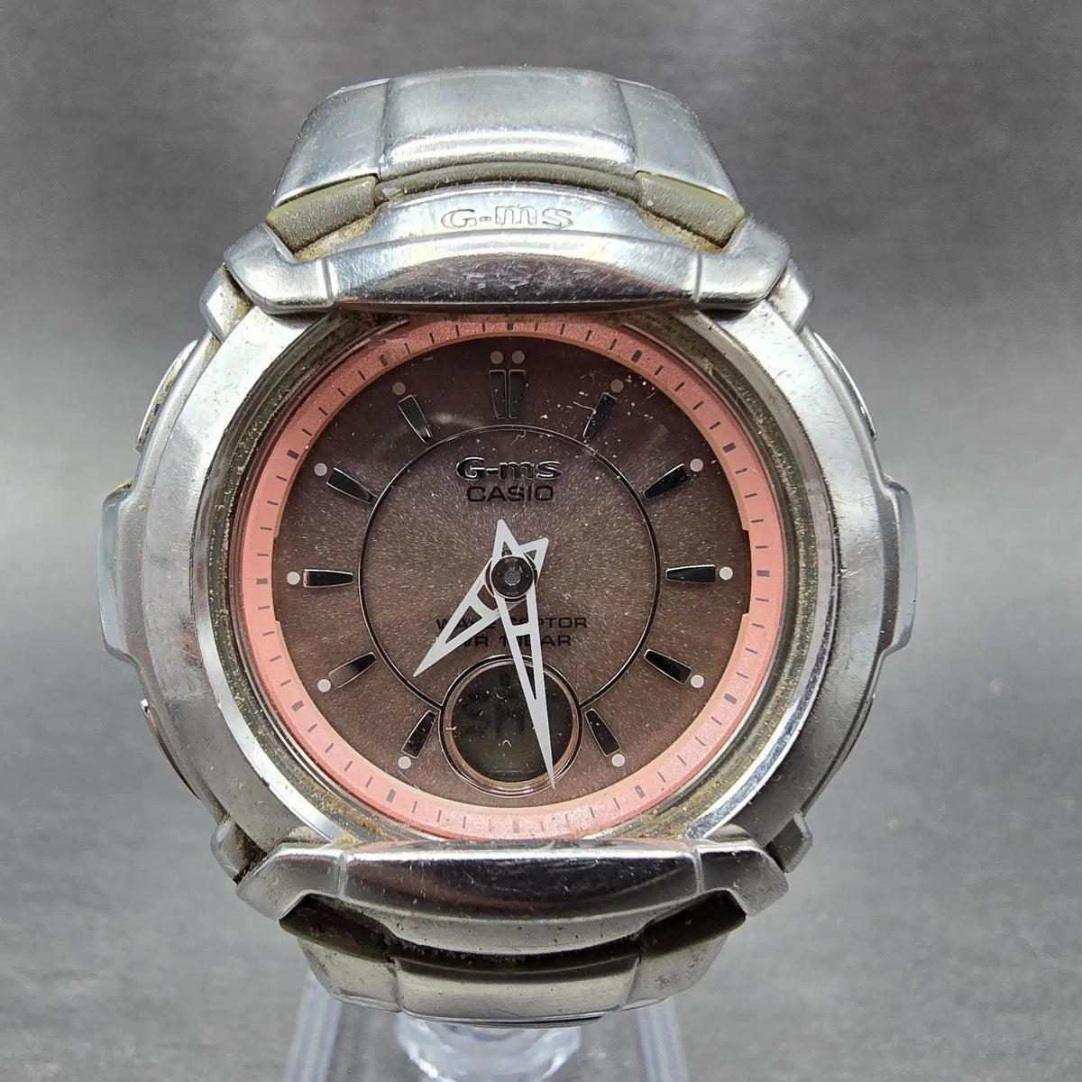 Casio Baby-G MSG-1200D Watch Women 41mm Pink Dial Silver Analog Digital Works0