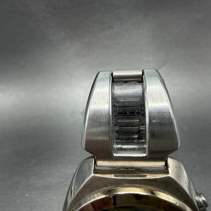 Seiko ALAB AKA Chronograph Watch Men 40mm Yellow Dial Steel Date V657-6030 Runs34