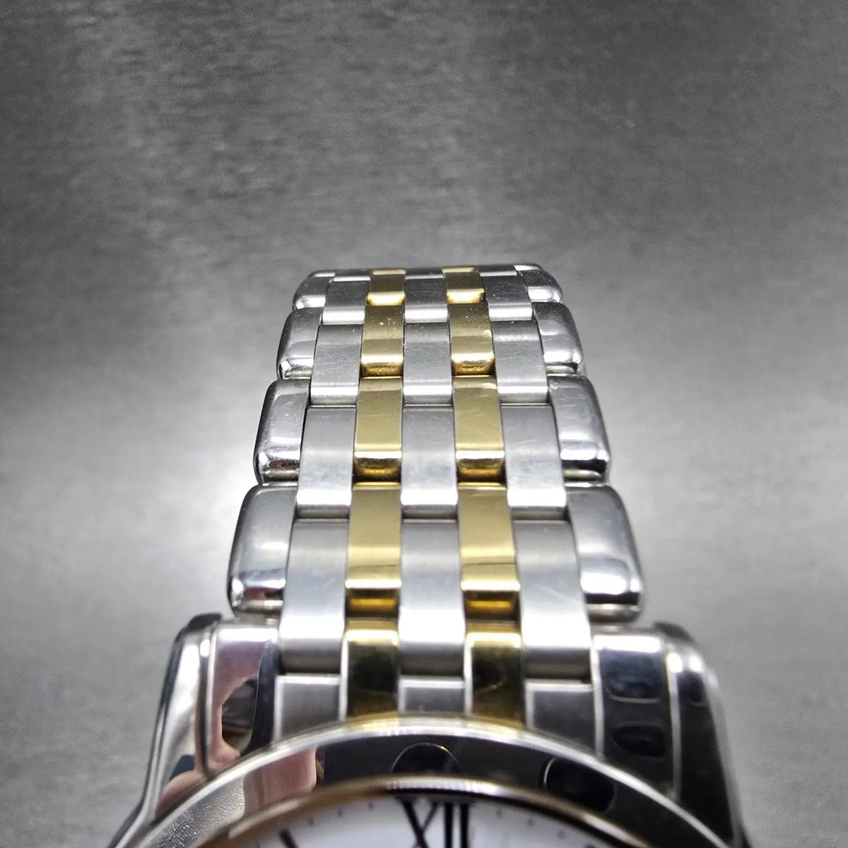 Citizen Eco-Drive Stiletto Watch Men 35mm White Dial Two Tone Round Runs WBox5