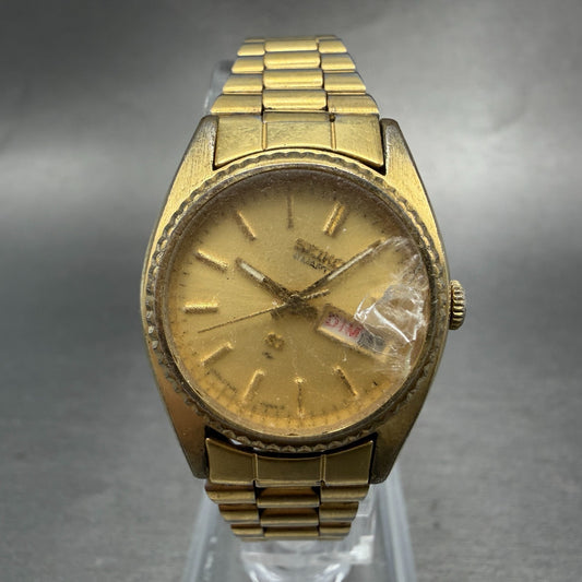 Seiko SQ Watch Women 24mm Champagne Dial Gold Tone Daydate PARTS!!!!!!!! New Bat0
