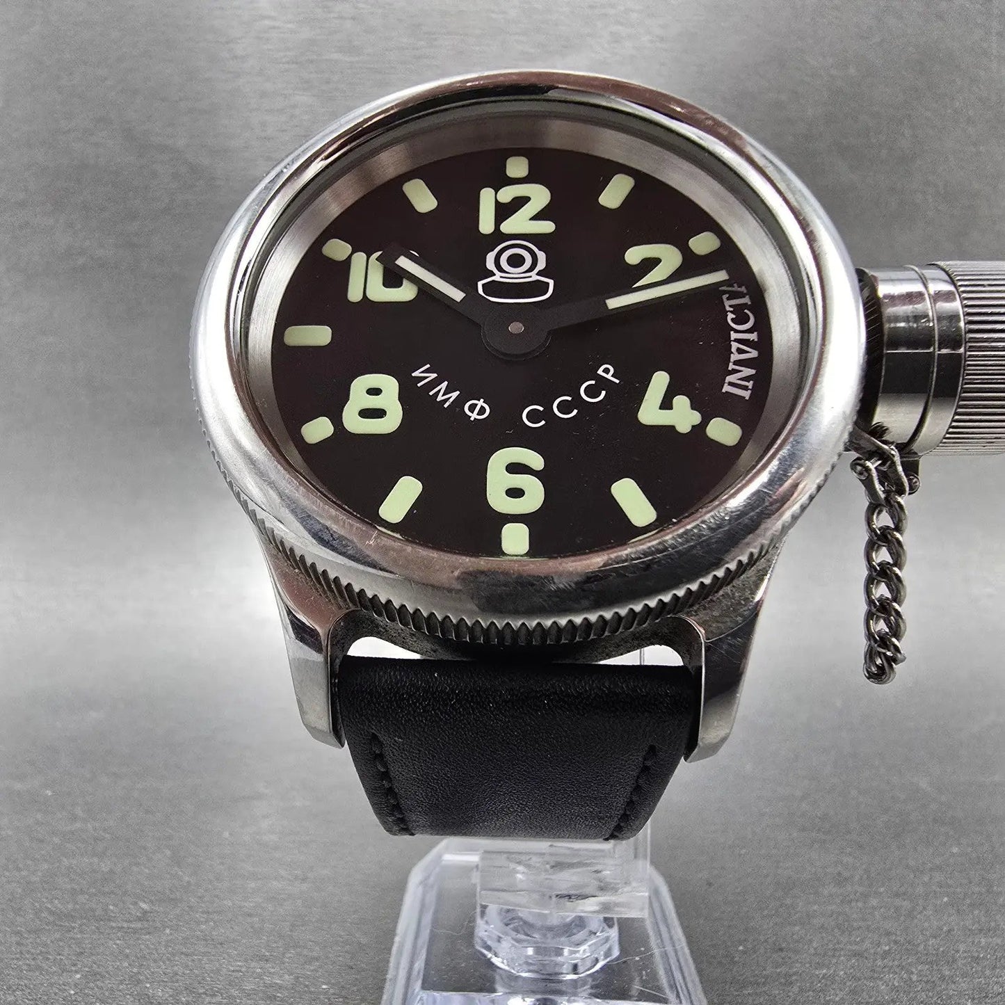 Invicta Russian Diver Watch Men 52mm Black Dial Silver Tone Manual 2625 Runs5