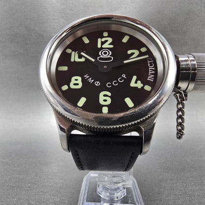 Invicta Russian Diver Watch Men 52mm Black Dial Silver Tone Manual 2625 Runs5