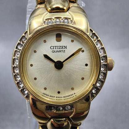 Citizen Watch Women 20mm Champagne Dial Gold Tone 5920S021014 New Battery1