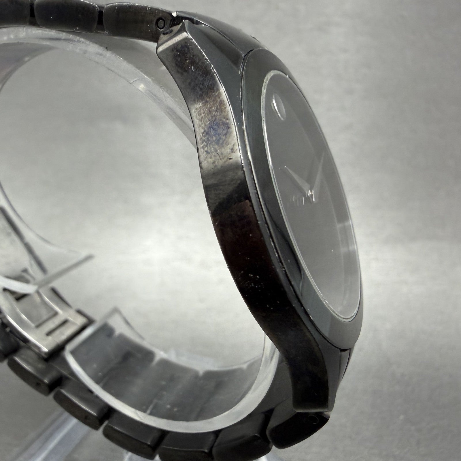 Movado Museum Watch Men 38mm Black Dial Black Tone Round 84 G2 1855 New Battery3