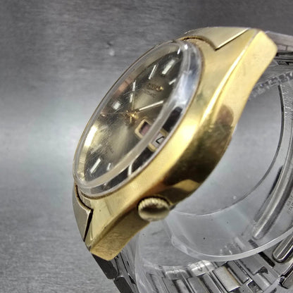 Seiko Automatic Watch Men 38mm Brown Dial Two Tone Daydate 7009-8049 Runs2