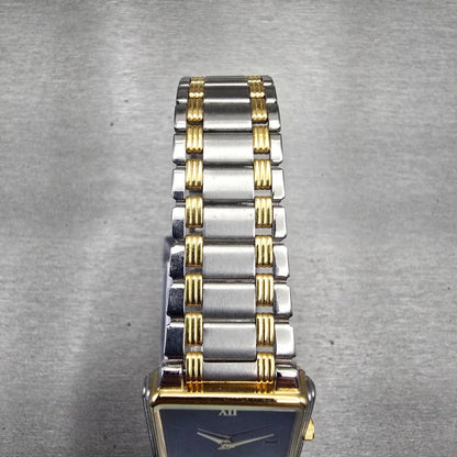Citizen Tank Watch Men 25mm Black Dial Two Tone Date Rectangle 6015 New Battery4