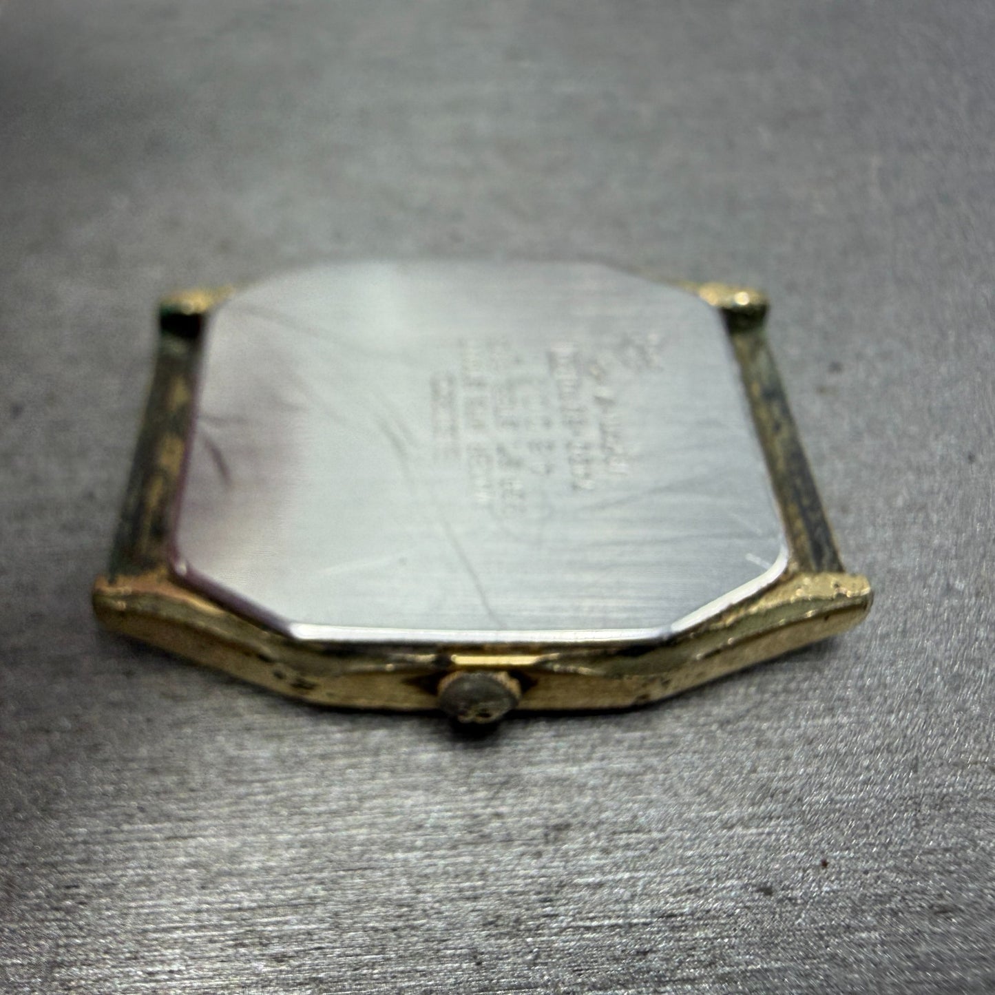 Seiko Tank Watch Men 28mm Champagne Dial Gold Tone Rectangle 7430-5089 PARTS9