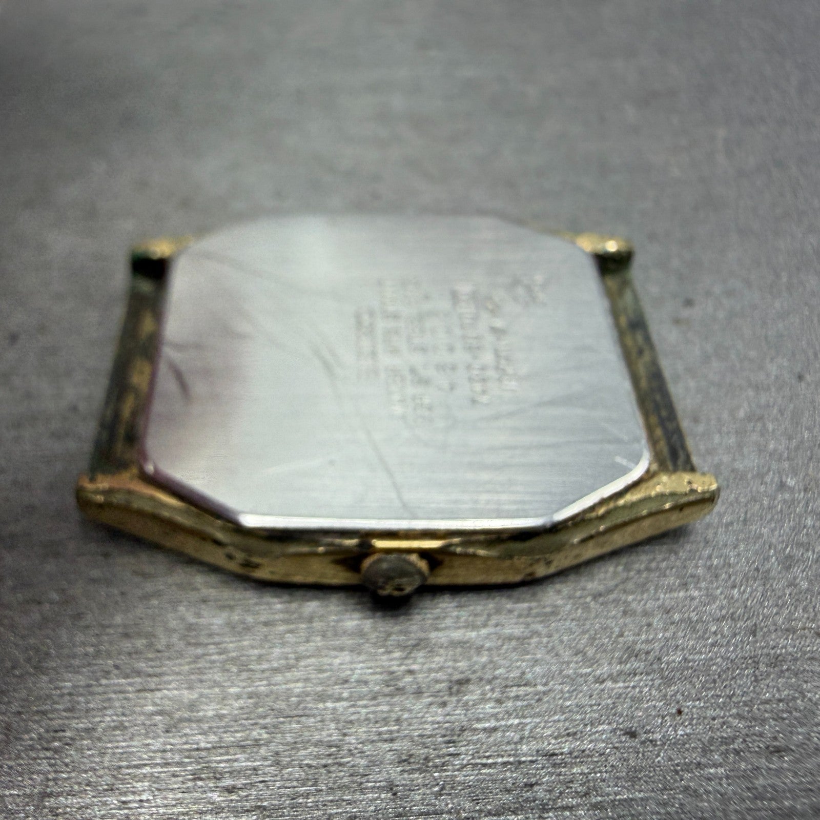 Seiko Tank Watch Men 28mm Champagne Dial Gold Tone Rectangle 7430-5089 PARTS9