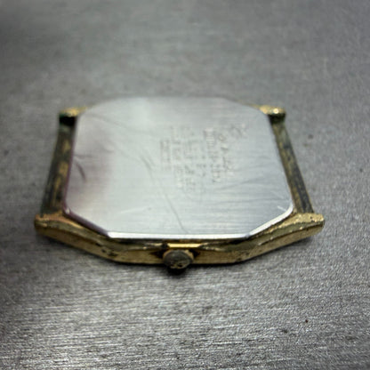 Seiko Tank Watch Men 28mm Champagne Dial Gold Tone Rectangle 7430-5089 PARTS9