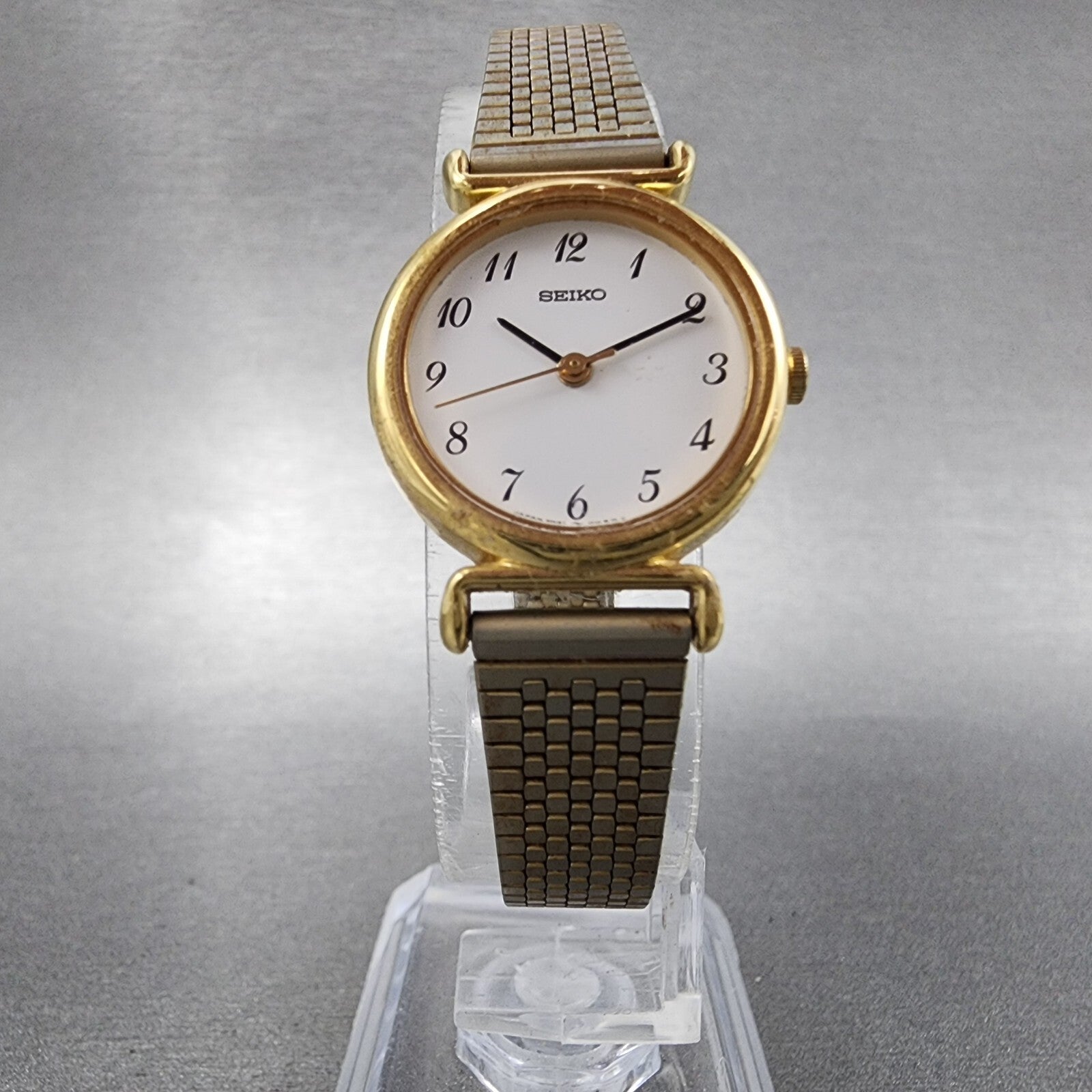Seiko Watch Women 22mm White Dial Gold Tone Round 4n210052 New Battery5