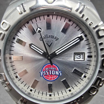 Callaway Dive Watch Men 41mm Silver Dial Silver Tone Date Round New Battery1
