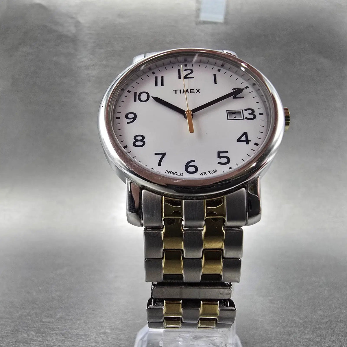 Timex Easy Reader Watch Men 36mm White Dial Two Tone Date Round New Battery T35