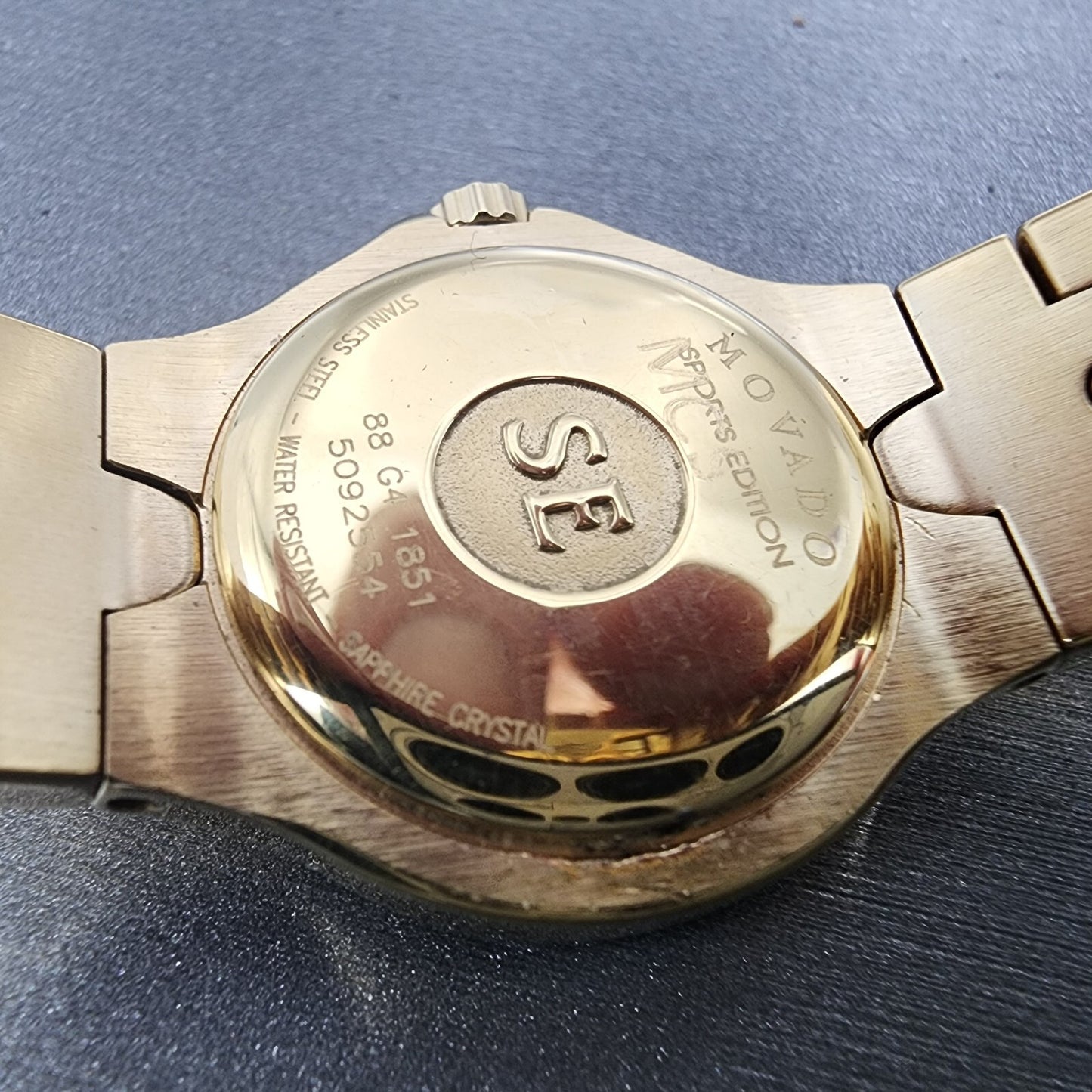 Movado Sports Edition Watch Women 27mm Black Dial Gold Tone Round 88.G4.185111