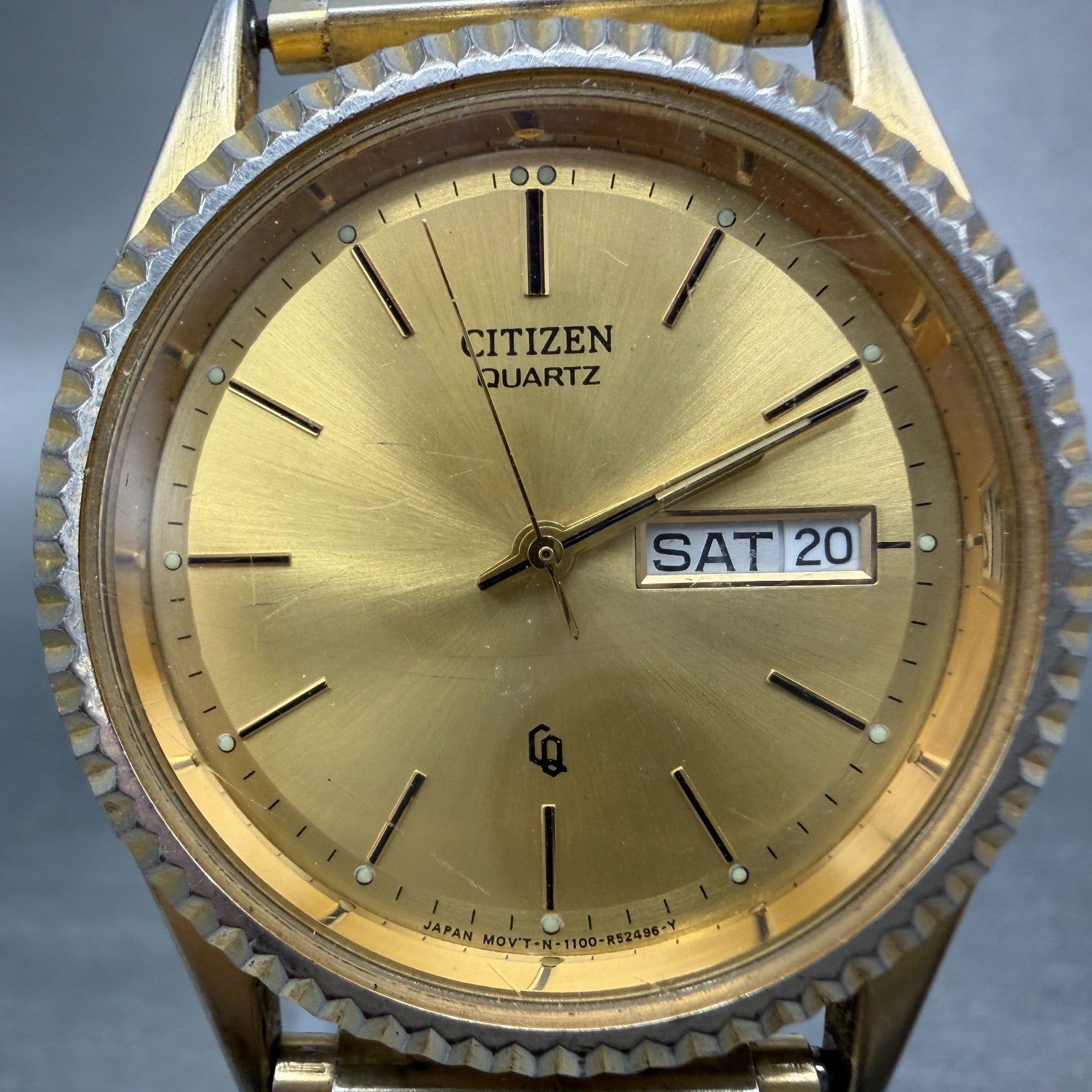 Citizen CQ President Watch Men 35mm Champagne Dial Gold Tone Daydate PARTS VTG2