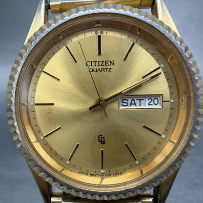 Citizen CQ President Watch Men 35mm Champagne Dial Gold Tone Daydate PARTS VTG2