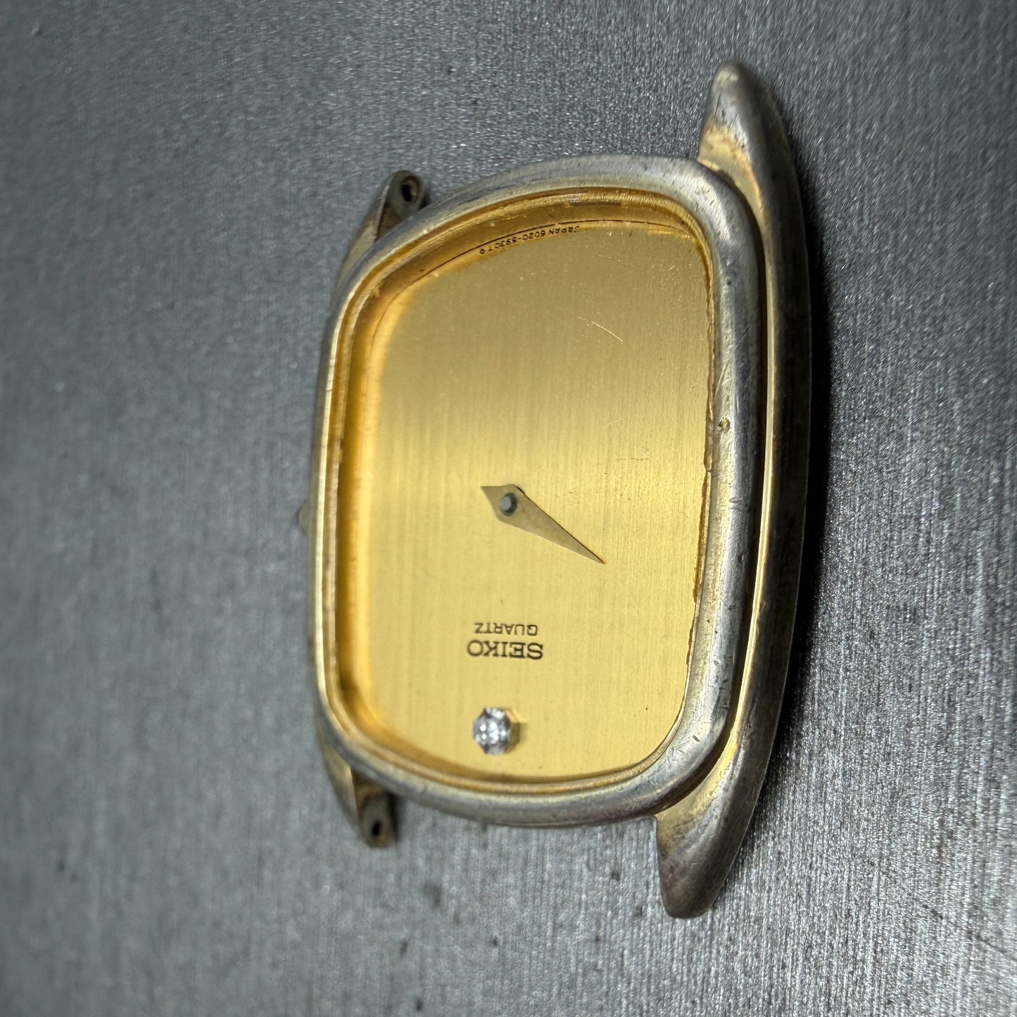 Seiko Watch Men 28mm Champagne Dial Gold Tone Rectangle 6020-5699 PARTS Vintage4