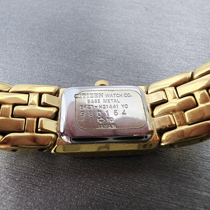 Citizen Elegance Tank Watch Women 15mm Champagne Dial Gold Tone New Battery9